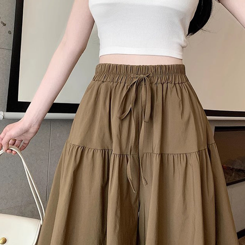 Women High Waist Skirt Pants Wide Leg Ruffle Culottes