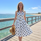 Women's Polka Dot Sleeveless V-Neck Dress