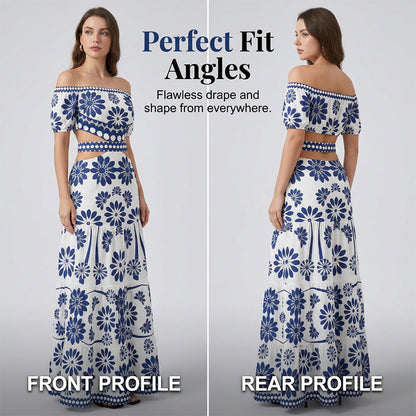 Women’s Off-the-Shoulder Waist Cutout Daisy Printed Resort Dress