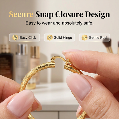 Women’s Minimalist Textured Hoop Earrings Statement Round Jewelry
