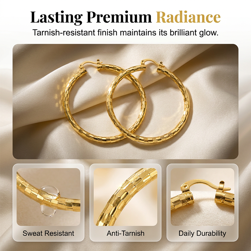 Women’s Minimalist Textured Hoop Earrings Statement Round Jewelry