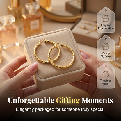 Women’s Minimalist Textured Hoop Earrings Statement Round Jewelry
