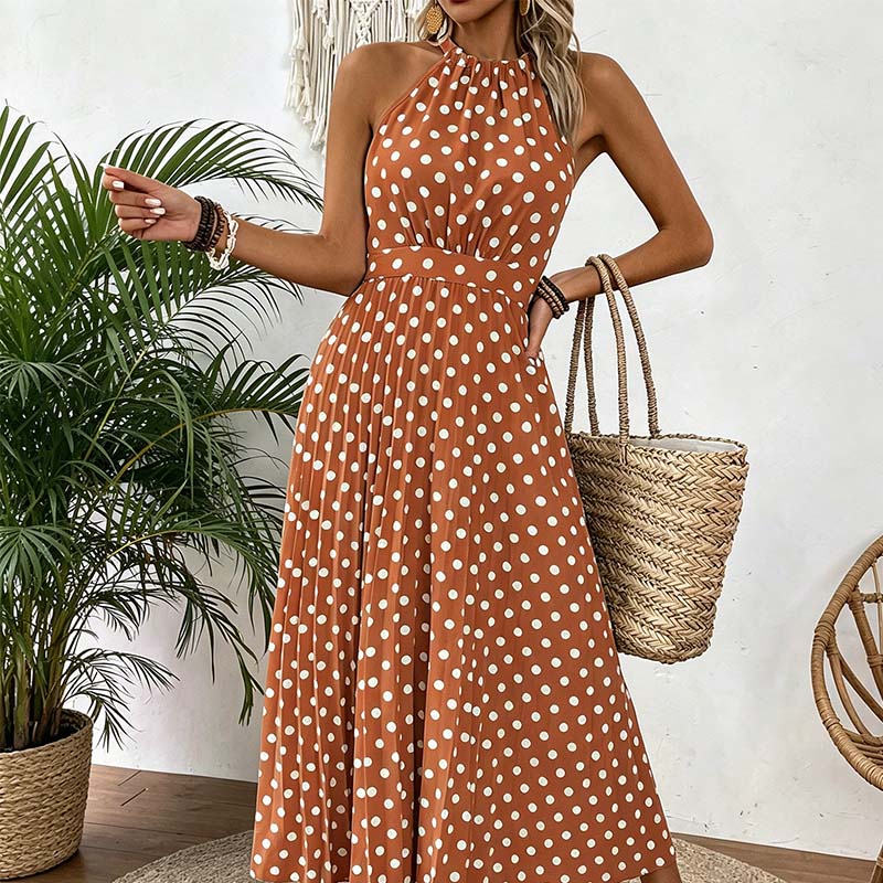 Women's Polka Dot Halter Neck Dress