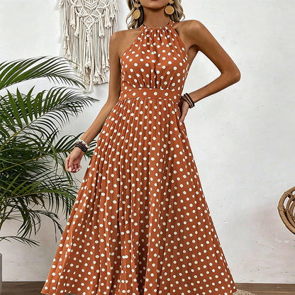 Women's Polka Dot Halter Neck Dress