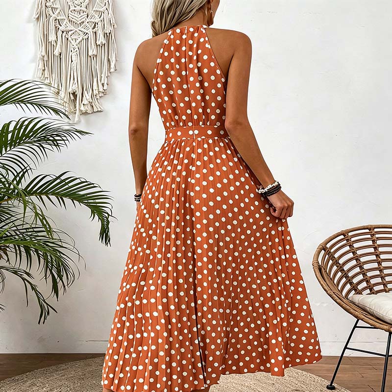 Women's Polka Dot Halter Neck Dress