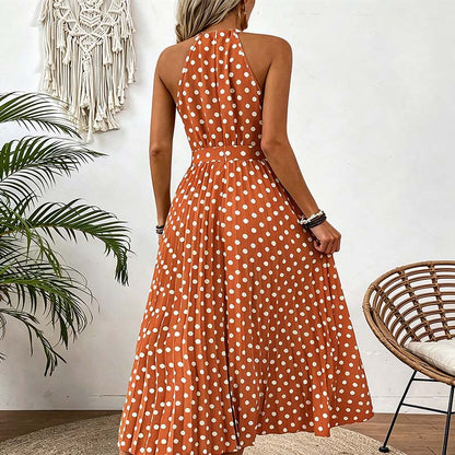 Women's Polka Dot Halter Neck Dress