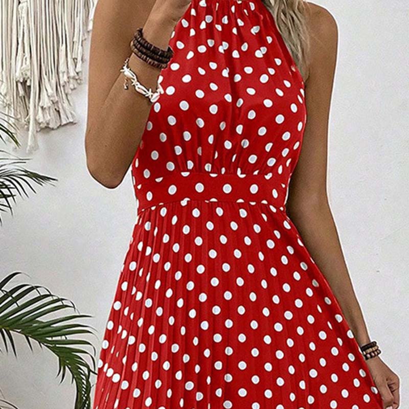Women's Polka Dot Halter Neck Dress