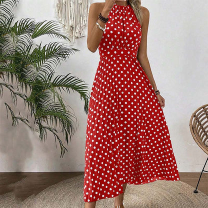 Women's Polka Dot Halter Neck Dress