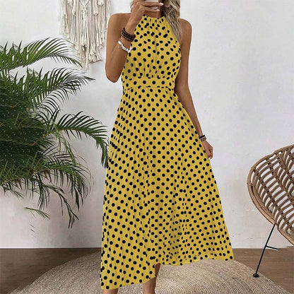Women's Polka Dot Halter Neck Dress