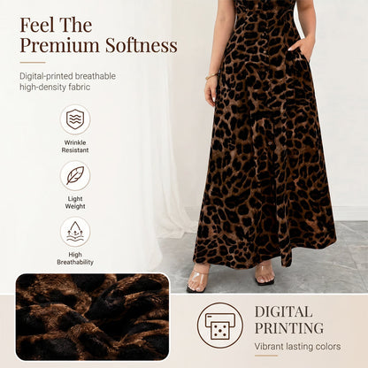 Women's Elegant Leopard Print Lapel Dress