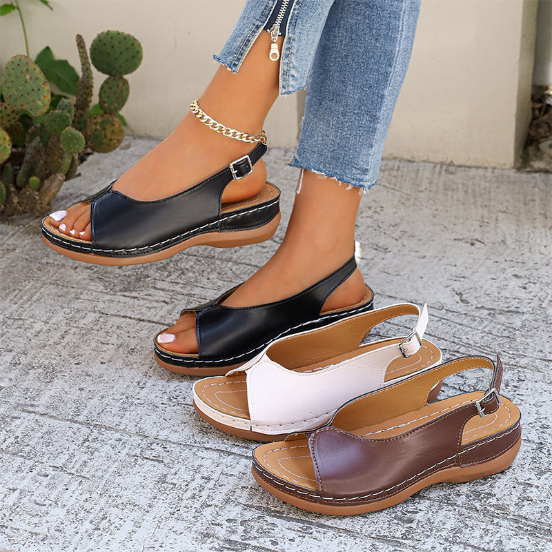 Women’s Vintage Peep-Toe Comfort Sandals