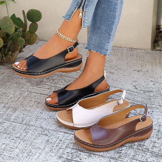 Women’s Vintage Peep-Toe Comfort Sandals