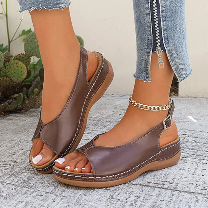 Women’s Vintage Peep-Toe Comfort Sandals