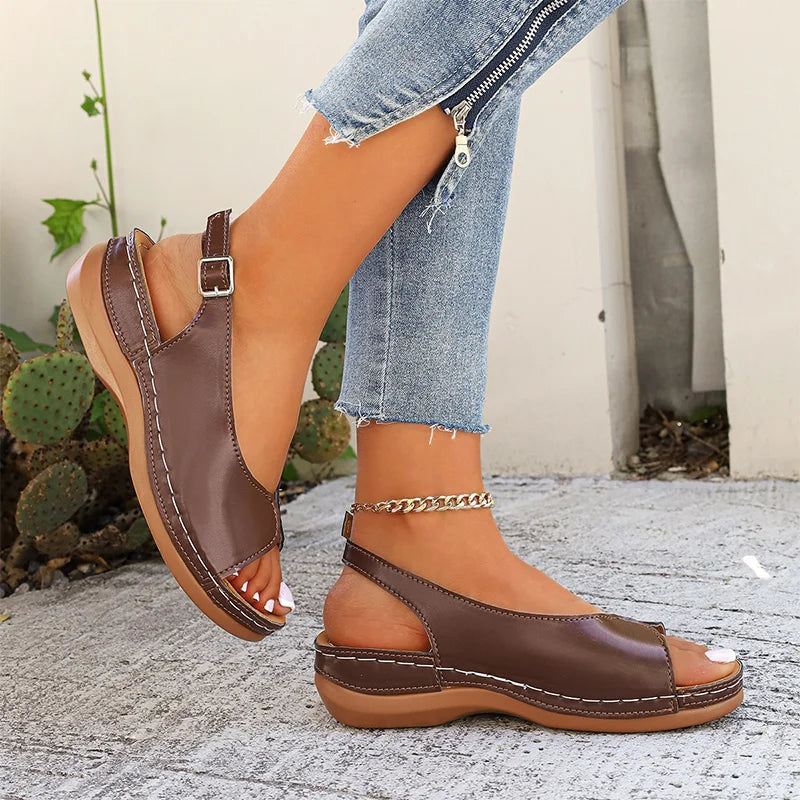 Women’s Vintage Peep-Toe Comfort Sandals