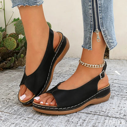 Women’s Vintage Peep-Toe Comfort Sandals