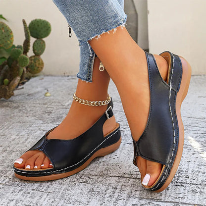 Women’s Vintage Peep-Toe Comfort Sandals
