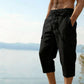 Men's Linen Blend Cargo Capri Pants