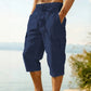 Men's Linen Blend Cargo Capri Pants