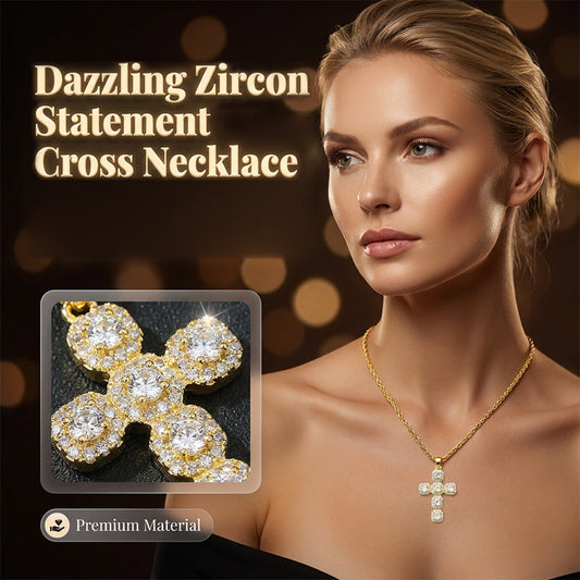 Copper Inlaid Zircon Cross Charm Pendant