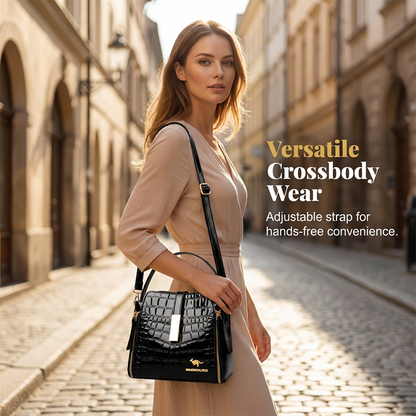 Glossy Crocodile Pattern Women's Handbag