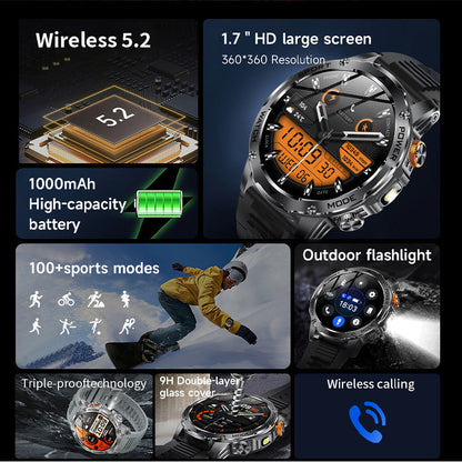 ⌚ 50% OFF NOW! 🔦 Smart Sports Watch – 1000mAh Battery, 1.7" HD, 100+ Sports Modes & LED Flashlight – For Active Lifestyles 💪