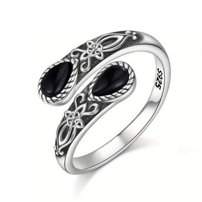 Vintage Adjustable Open Ring with Teardrop Glowing Zircon