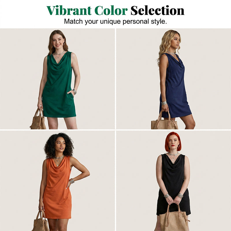 Elegant Slim Fit Cowl Neck Dress