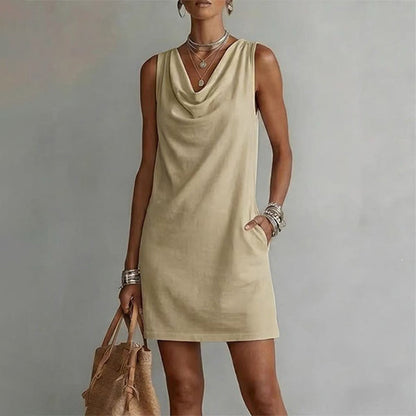 Elegant Slim Fit Cowl Neck Dress