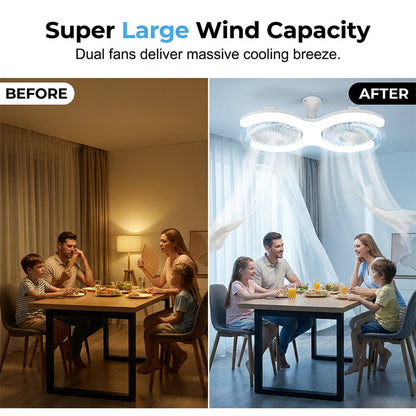 Dual-Head LED Ceiling Fan with Light
