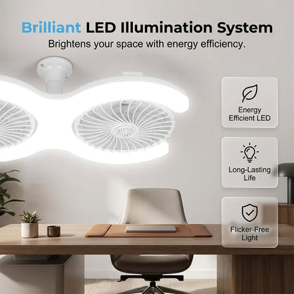 Dual-Head LED Ceiling Fan with Light
