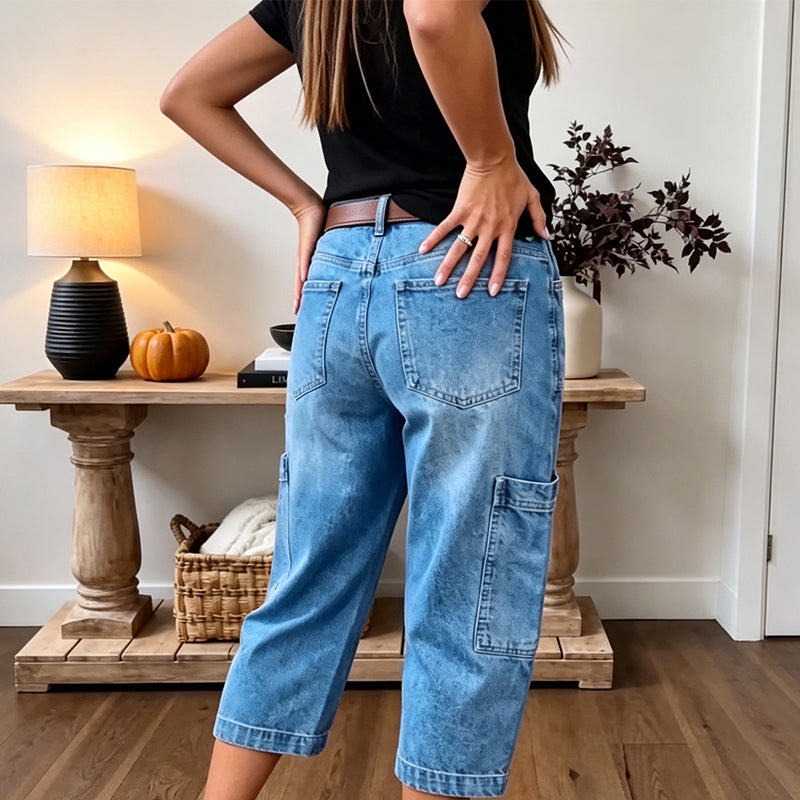 📢📢50% OFF !! ⏰Women's Casual Stretchy Cropped Denim Pants