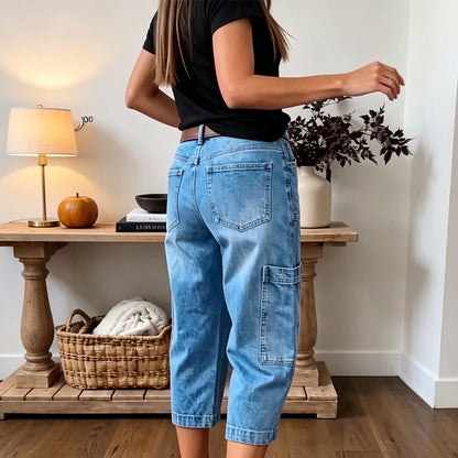 📢📢50% OFF !! ⏰Women's Casual Stretchy Cropped Denim Pants