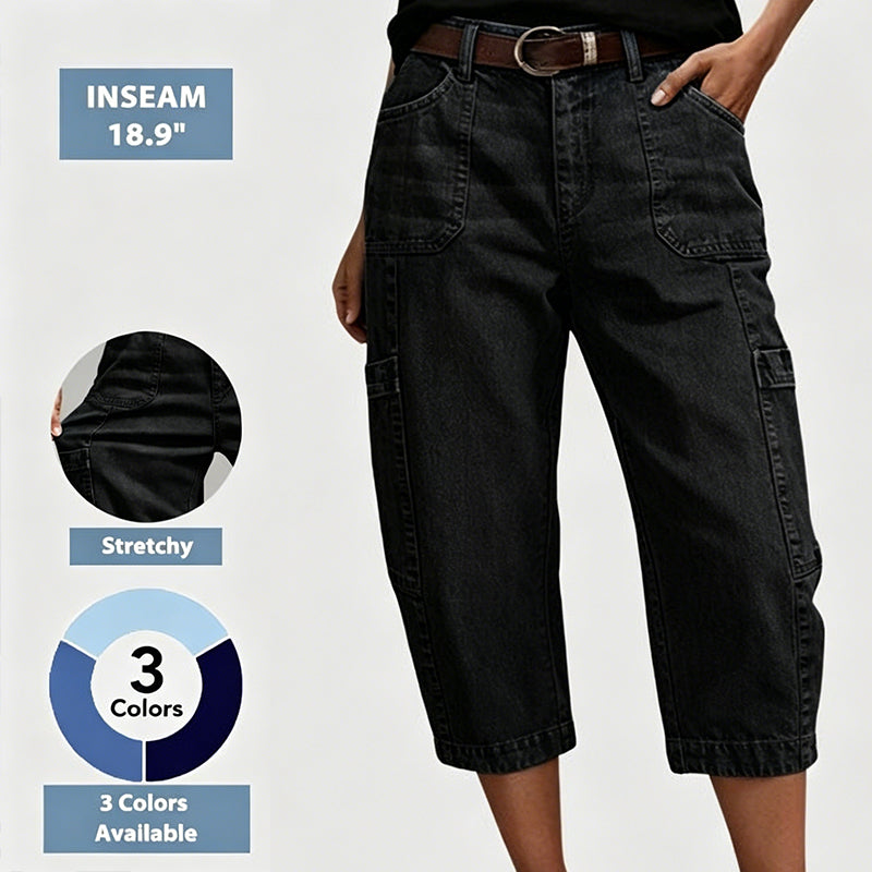 📢📢50% OFF !! ⏰Women's Casual Stretchy Cropped Denim Pants