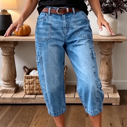 📢📢50% OFF !! ⏰Women's Casual Stretchy Cropped Denim Pants