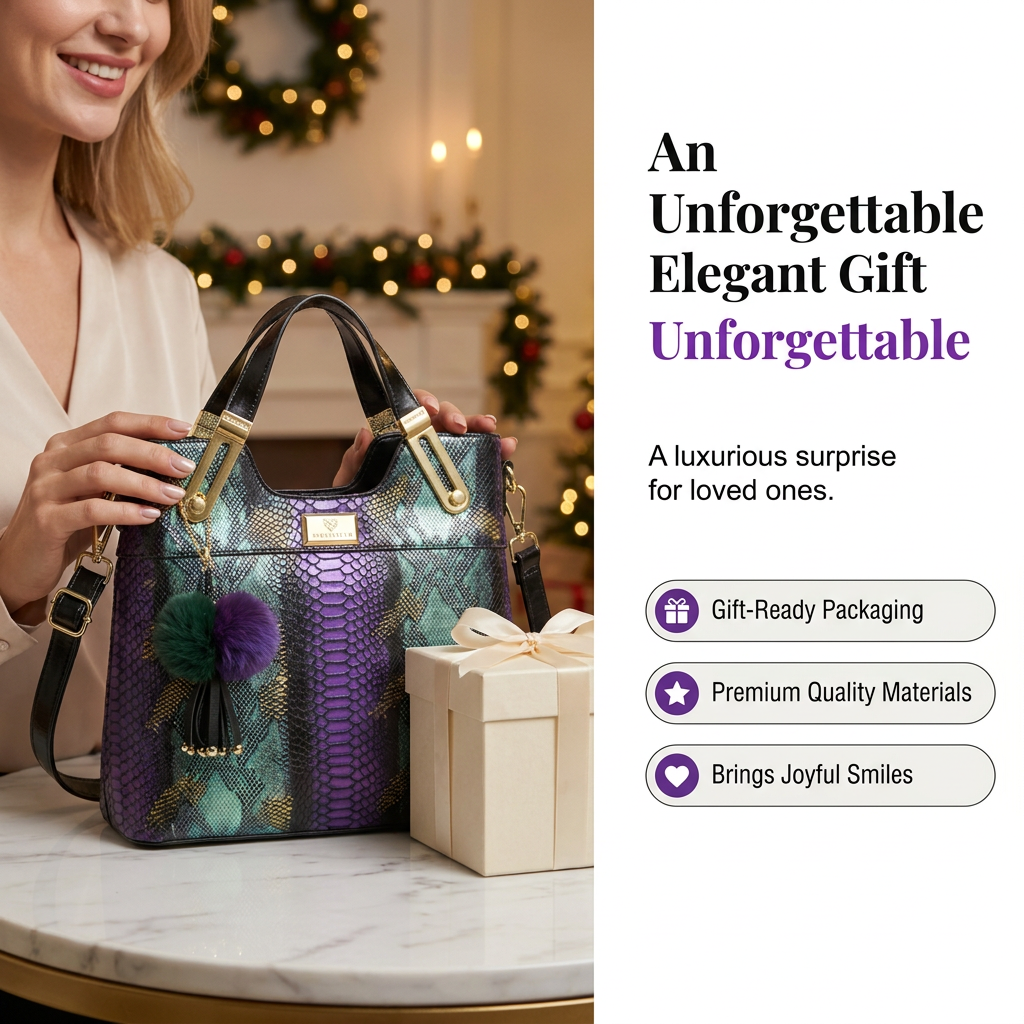 🏆LAST DAY SALE 50% OFF🔥Elegant Snakeskin PU Leather Tote Bag