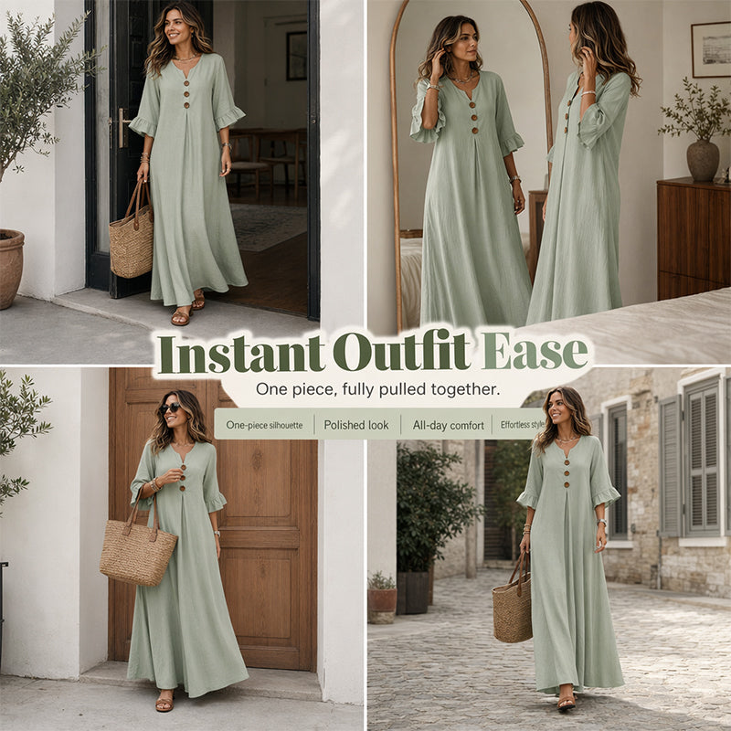 👗 LIMITED-TIME 50% OFF! ✨ Women's V-Neck Loose Maxi Dress – Flowing Silhouette, Soft Drape, Day to Dinner 🌙