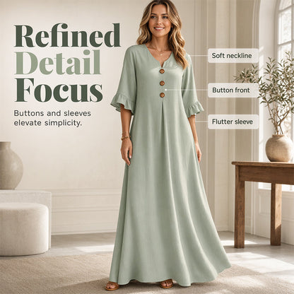 👗 LIMITED-TIME 50% OFF! ✨ Women's V-Neck Loose Maxi Dress – Flowing Silhouette, Soft Drape, Day to Dinner 🌙