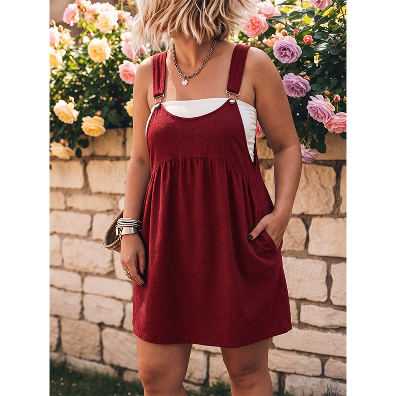 Women's Casual Overall Pinafore Dress