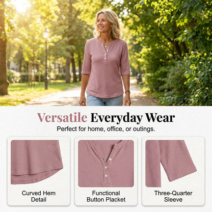 Women's Casual Breathable Waffle Knit Top