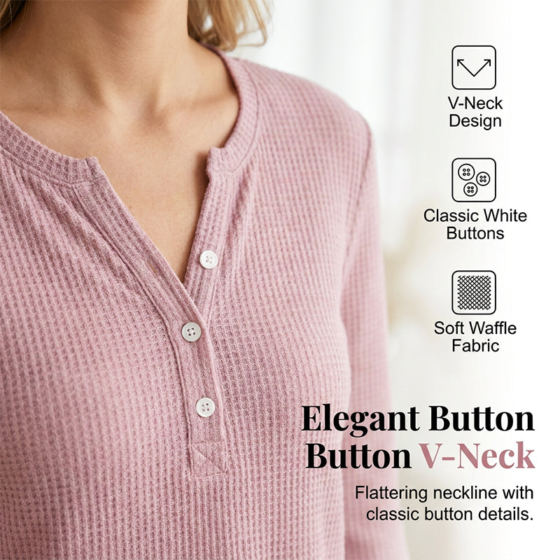 Women's Casual Breathable Waffle Knit Top