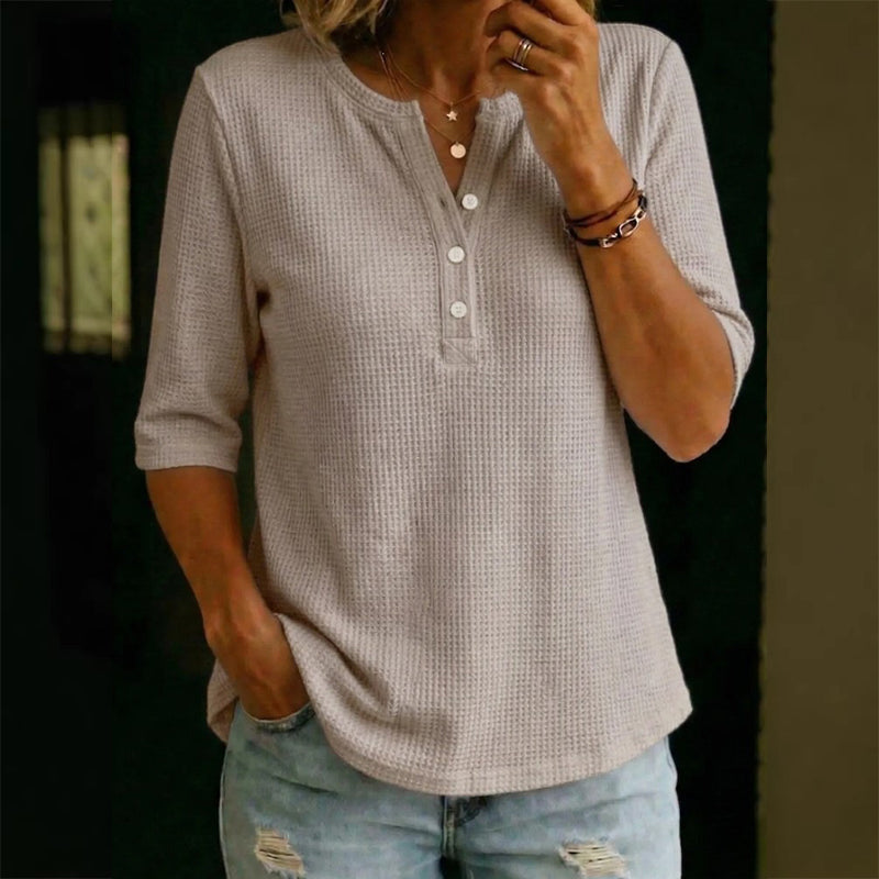 Women's Casual Breathable Waffle Knit Top