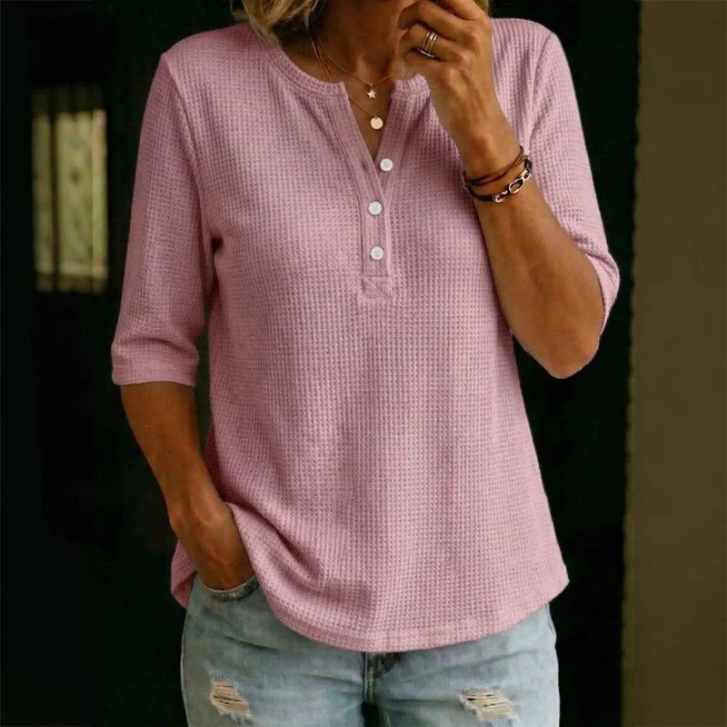 Women's Casual Breathable Waffle Knit Top