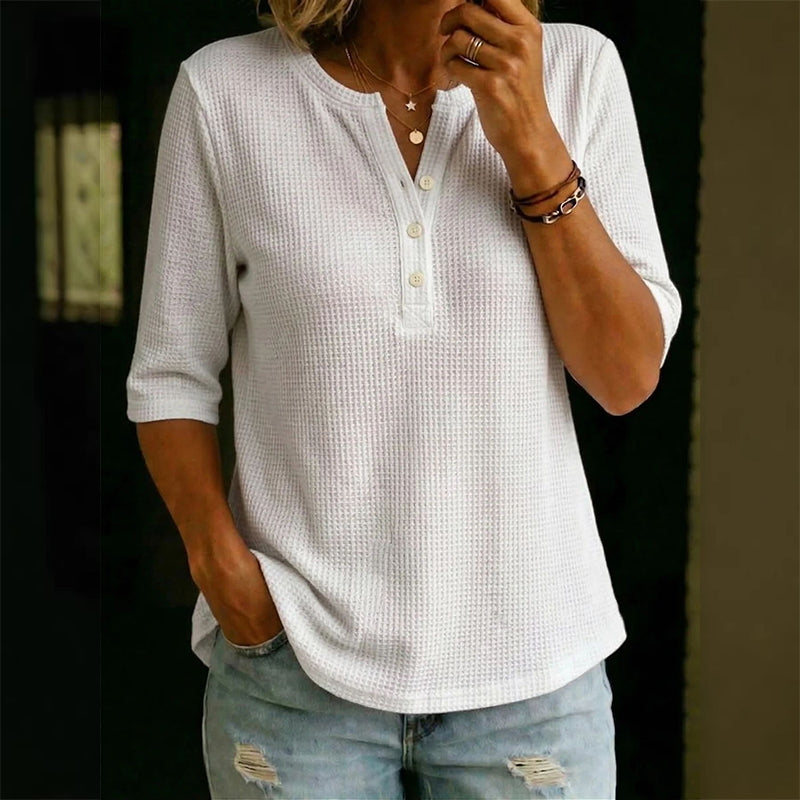Women's Casual Breathable Waffle Knit Top