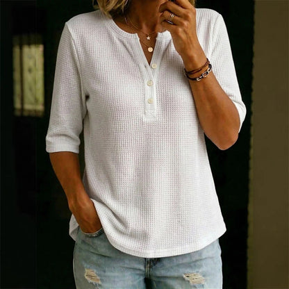 Women's Casual Breathable Waffle Knit Top