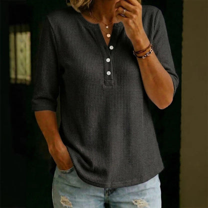 Women's Casual Breathable Waffle Knit Top