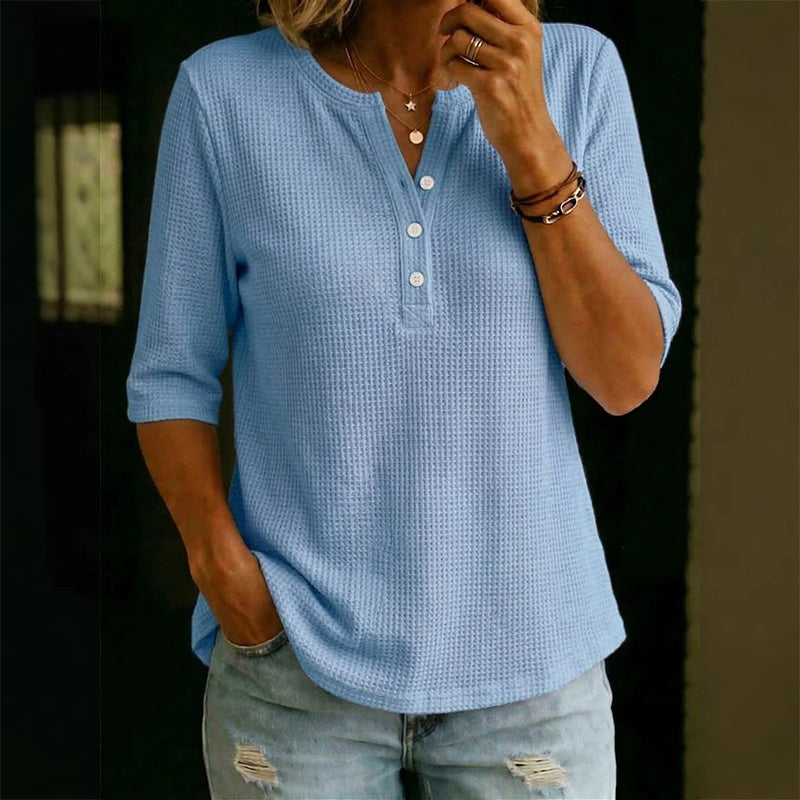 Women's Casual Breathable Waffle Knit Top