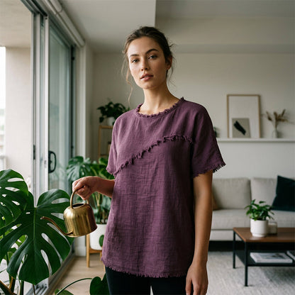 Women’s Summer Top with Raw Edge Paneling