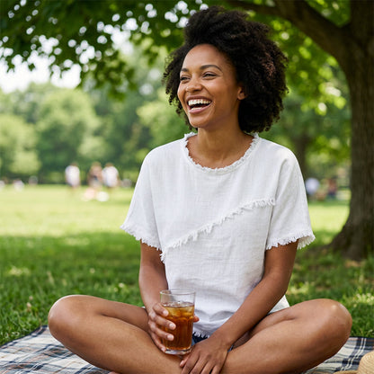 Women’s Summer Top with Raw Edge Paneling