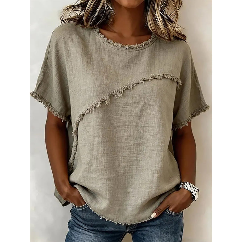 Women’s Summer Top with Raw Edge Paneling
