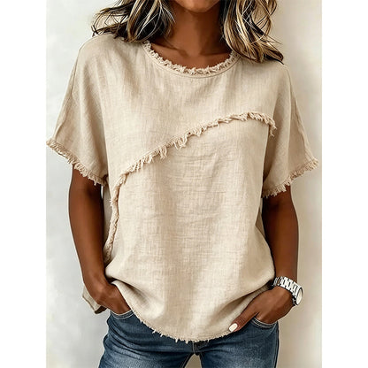 Women’s Summer Top with Raw Edge Paneling
